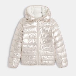 سُترة منفوخة ومبطنة، مع غطاء للرأس، باللون القزحي للفتيات